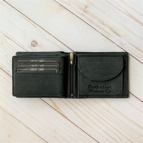 Black Aviator Wallet interior coin purse